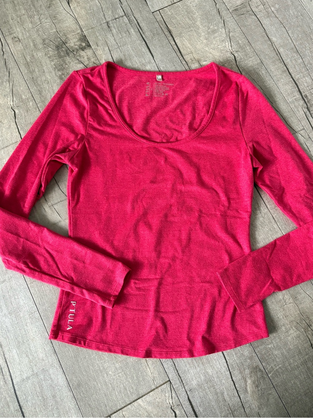 P’tula Bare Long Sleeve Scoop Neck Top - Bombshell color
